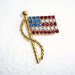 Rhinestone American Flag Brooch Vintage Red White Blue Pin USA Independence Day