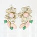 Vintage Foiled Opal Earrings Silver Pink Floral Jade Green Clip On
