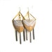 White Chain Dangle Drop Statement Chandelier Earrings Patina Shield Bohemian Tribal Long Fringe Tassel Rustic Jewellery