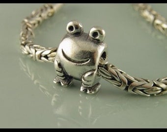 Bali Sterling Silver European Charm Bracelet Bead - large hole bead - big hole bead - Froggy Charm Bead - S288