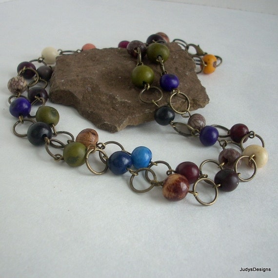 Items similar to Acai Beaded Necklace, double strand, eco jewelry on Etsy