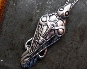 Odins Raven Necklace Ancient Silver Odin's Raven Viking Pendant Necklace 124