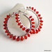 Red Carnelian Hoop Sterling Earrings with Latchback Wrapped with Silver, Red Orange Earrings, Designer Artisan Hoops, One of a Kind