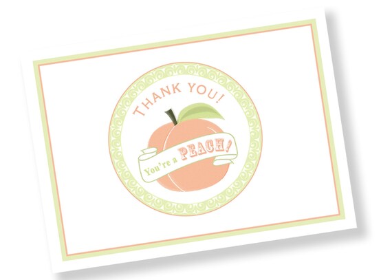 YOU'RE A PEACH 4" x 6" Printable Foldover Thank You Card Il_570xn