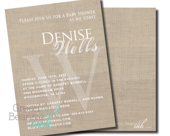 LINEN MONOGRAM Printable Party Invitation Printing Available Il_570xn