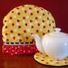 Tea cozy cosy Gift set Daisies Ladybug fabric Red Black and White and Yellow Flowers OOAK Daisy Lady bug Tea pot cosies - Ready to ship