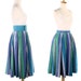 1950s Silk Circle Skirt - Vintage Floral Stripes w/ Cummerbund Belt - size Small