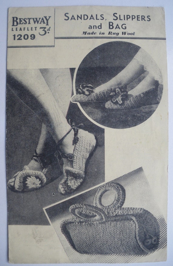 Vintage Crochet Pattern 1930s 1940s Womens Crochet Sandals Shoes ...