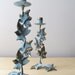 verdi gris leaf candlesticks, vintage candle holders, grayed jade