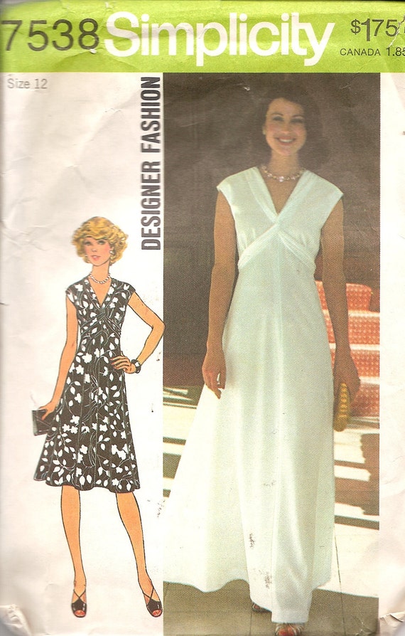 1970s Vintage Sewing Patterns-1970 Dress Pattern 1970s Maxi
