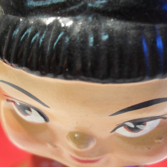 Vintage Bobble Head Oriental Doll Paper Mache By Nanascottagehouse