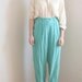 Teal Blue High Waist Silk Pants Vintage 80s Slim