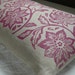 orchid passionflower hand printed on warm gray linen home decor pillow