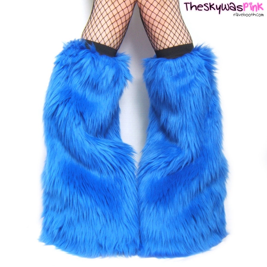 Cookie Monster Blue Furry Leg Warmers Fluffy Boot by TheSkyWasPink