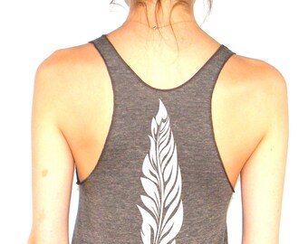 Womens Feather Tank Top- American Apparel Racerback Tank Top - XS, Small, Medium, Large