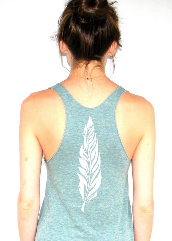 Womens  Feather Tank Top - American Apparel Racerback Tank Top - XS, Small, Medium, Large