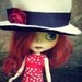 Doll Hat for Blythe - 2-Tone White Wool Felt and Black Velour