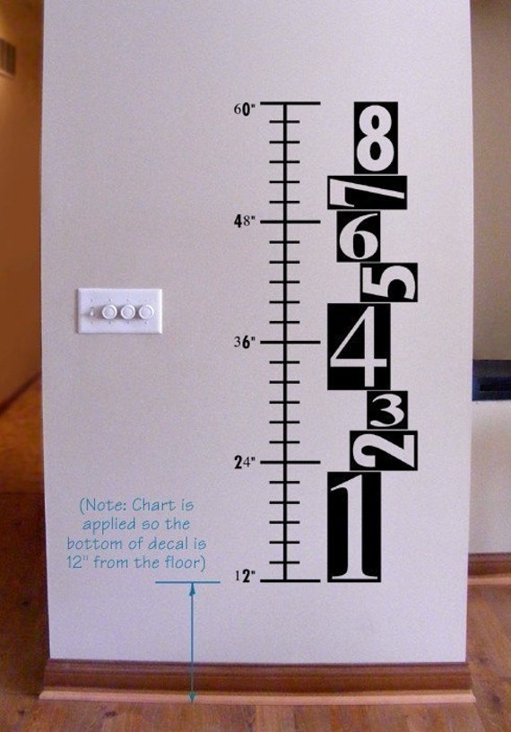Growth Chart Vinyl Decal Funky Numbers Design Kids Bedroom