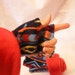 Fingerless Gloves in Warrior Blanket pattern