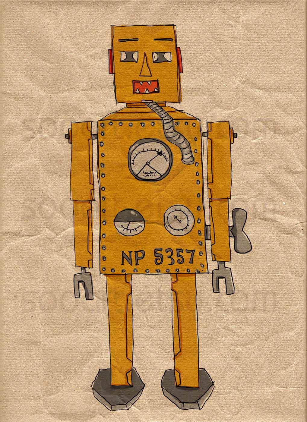 Lilliput Robot vintage-Digital Image Sheet SooArt Original