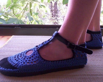 mary jane crochet shoes blueberry blue custom made unique hippie shoes ...