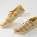 1960s Sherbet Plaid Sneakers: Vintage Pastel Plaid Tennis Shoes, Lace Ups, Size 7.5