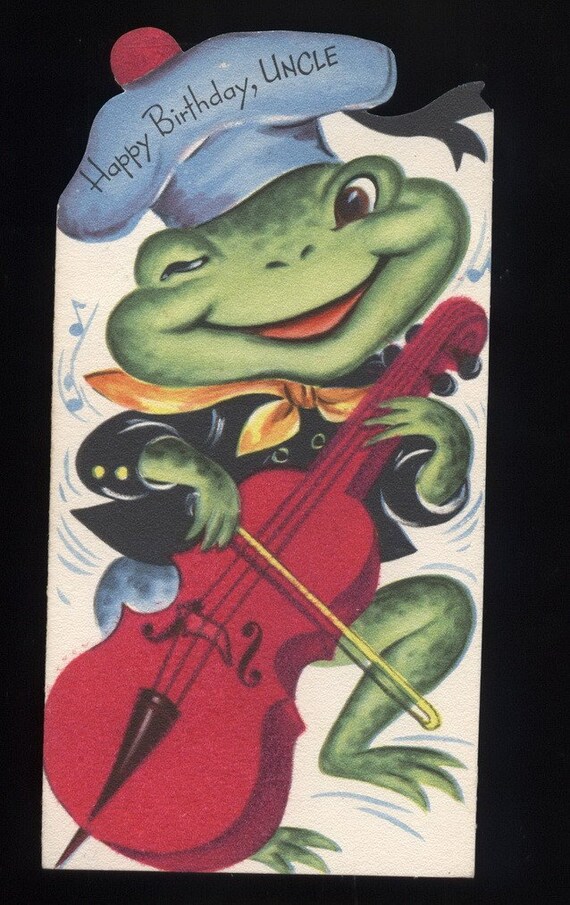 Vintage Frog playing Fiddle Happy Birthday by vintagerecycling