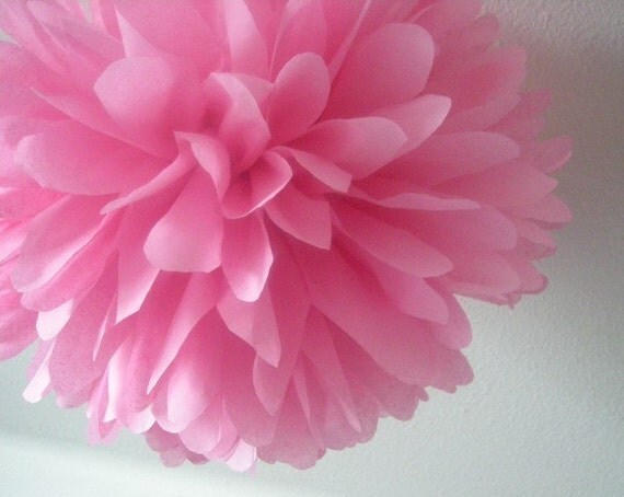 BUBBLEGUM PINK / 1 tissue paper pom pom / diy / wedding decorations / birthday party poms / nursery decorations / pink decorations / pompoms Il_570xn