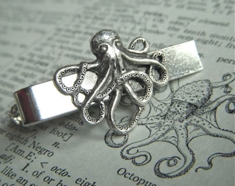 Silver Octopus Men's Tie Clip Nautical Steampunk Style Gothic Victorian Vintage Inspired Men's Tie Bars Men's Accessories Men's Gifts New