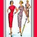Vintage 1956 -Sexy & Sleek Wiggle Dress - Dramatic Side Button Detail -Sewing Pattern - Size 14- Very Rare