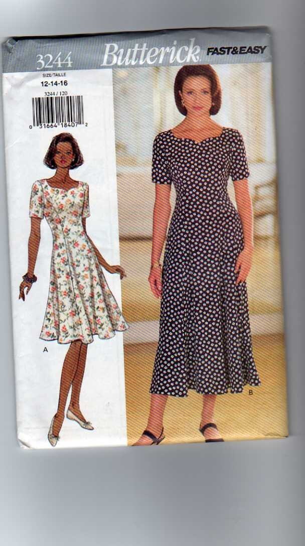 Butterick Fast Easy Sewing Pattern 3244 Size 12 14 16 Misses