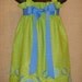 SALE LAST ONE - Size 18m ....Gypsy Bandana Green Fabric Collection - Shades of Blue flowers creating a Floral Border - Zadee Dress