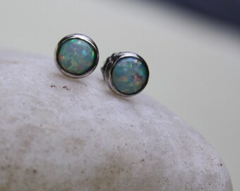 Opal Ear Studs, Handmade Jewelry, Opal Jewelry, October Birthstone Jewelry