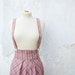 SAMPLE SALE High Waisted Skirt in Dusty Pink Plaid with Removable Suspenders, Jumper Skirt