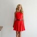 50% Off Sample Sale Red Orange Retro Dress, 50s Mad Men Dress Knee Length