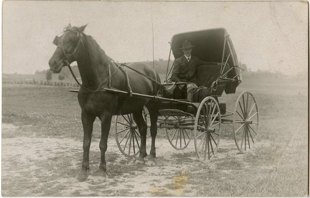 1900s Man in Horse and Buggy rppc 218 by Snapatorium on Etsy