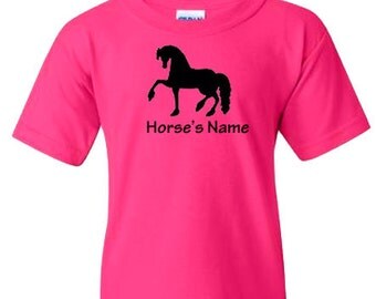 Friesian Black Horse Personalized/Custom T-Shirt with Horse's Name