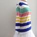 Nautical Bateau Top/Boat Neck Long Sleeved Tee Shirt/Primary Rainbow Stripes TShirt//Women / Men