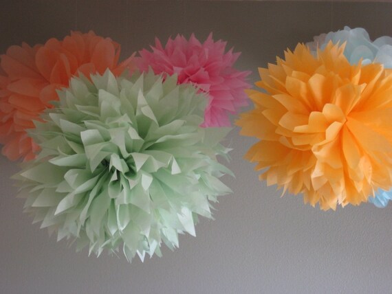 20 Tissue Pom Kit - mixes sizes - Pick your colors - Wedding Deluxe DIY Kit - as seen on Porltandia Cool Wedding Il_570xn