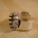 Sterling Silver Ox - 16mm Crown Edge Bezel Cup Adjustable Rings