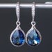 Sapphire Blue Crystal Teardrop Earrings in Silver