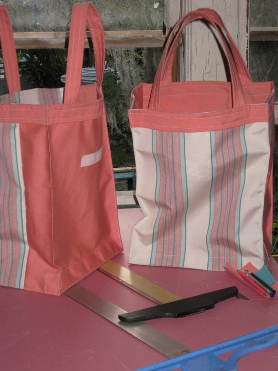 Sturdy CANVAS SHOPPING BAG / Tote coral pink w/ by mousatplay