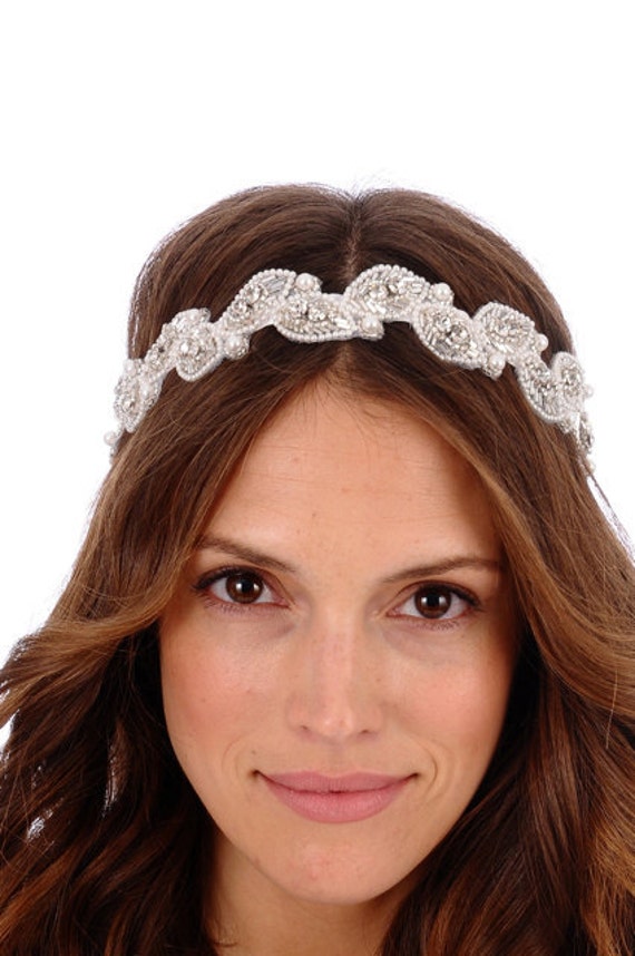 Items similar to SOPHIE Headband - bridal, rhinestone, crystal, veil ...