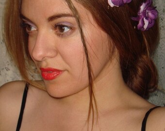 Flower Hair accessory-Midnight Garden, Flower Bobby Pins- set of 2, purple flower bobby pins, Wedding, Easter, Accessories, Bridesmaid