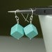 Turquoise Geometric Cube Earrings, Sterling silver hooks, simple, modern, gift idea for her, Free shipping Canada, turquoise dangle earings