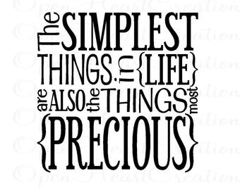 Family Quote Wall Decals - Subway Wall Decals - The Simple Things Vinyl Lettering Quote - 22H x 22W QT0161