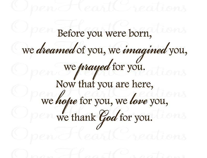 Before You Were Born We Dreamed of You Wall Decal Baby