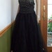 Vintage 70's, Black Tulle PROM Goth Wedding dress Womens Party Dress GOWN Spag.Strap