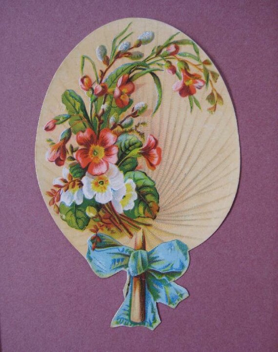 1890's Victorian Era Die Cut Scrap Paper Fan Vintage by rosekraft