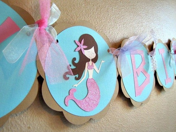 Mermaid Party Banner Mermaid Birthday Banner Mermaid 1st